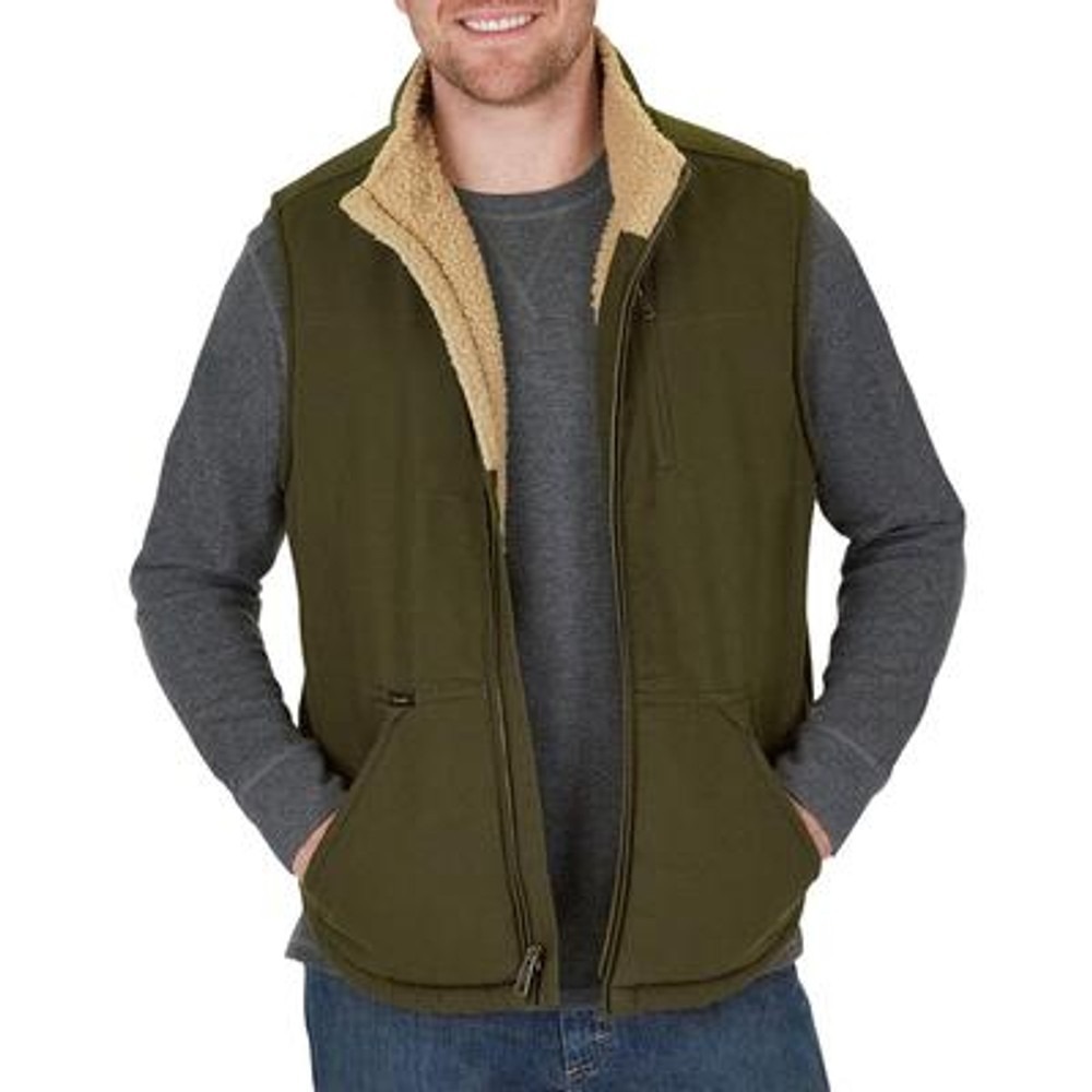 Lee Premium Select Workwear Vest Men's XL Olive Sherpa Lined Full Zip Canvas